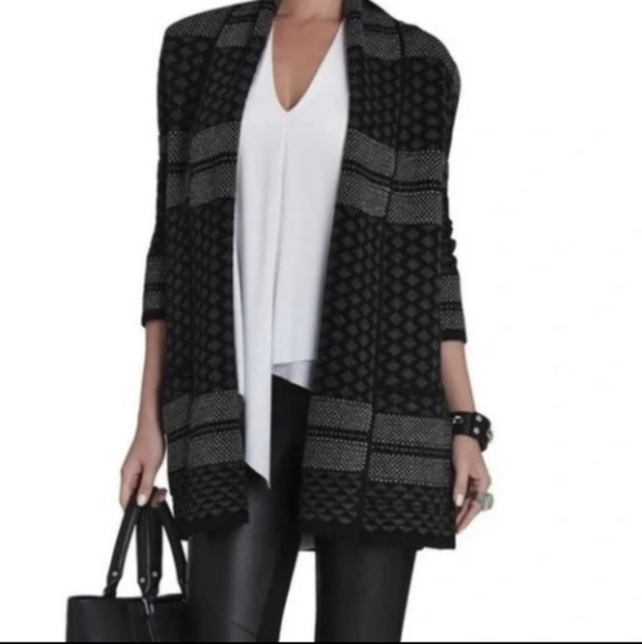 BCBGMaxAzria black and gray long cardigan - Picture 1 of 10